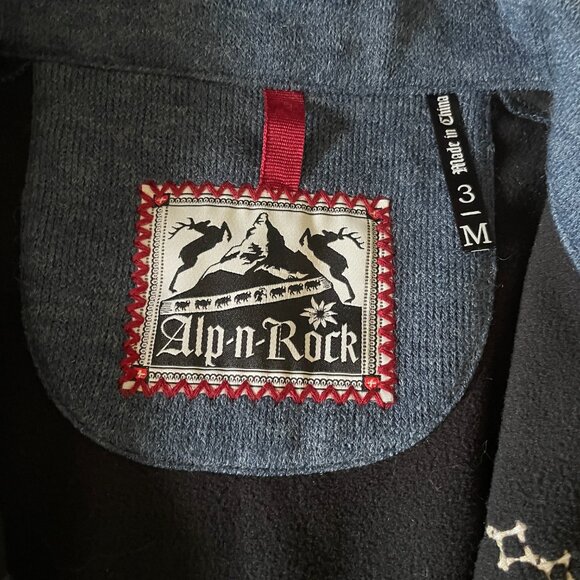 Alp-n-Rock Kitz Fleece Jacket Full Zip Blue Ski Embroidered Cross Stitch Patch - Picture 10 of 16